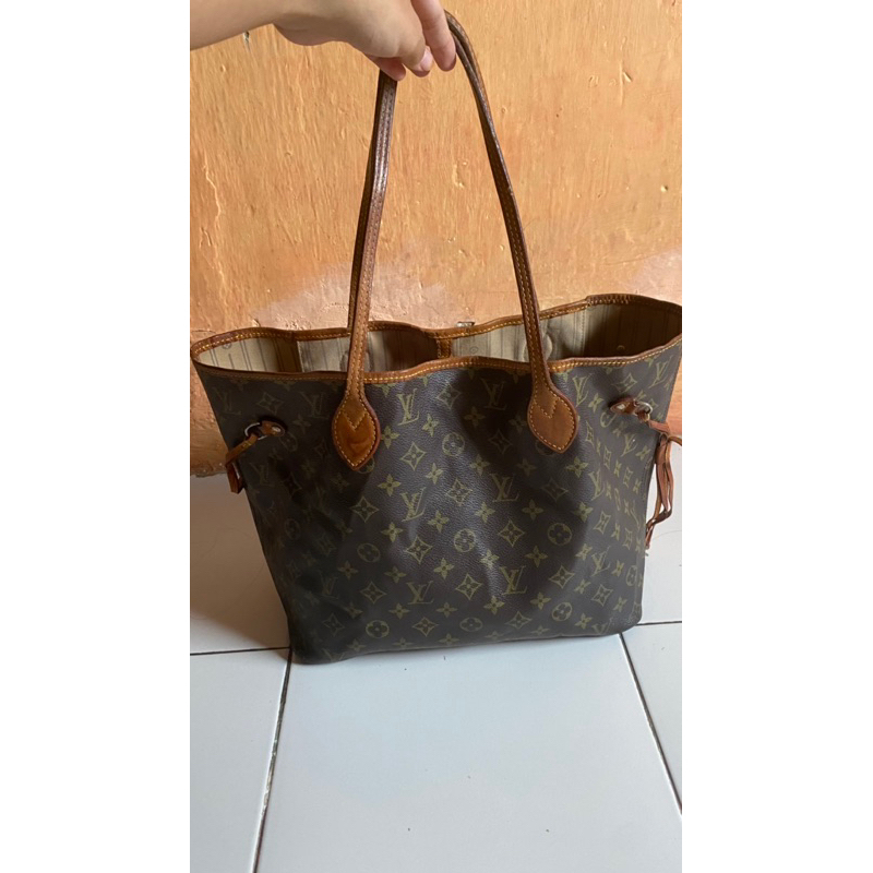 LV LOUIS VUITOON NEVERFULL KULIT ASLI MEDIUM LENGKAP NOSER