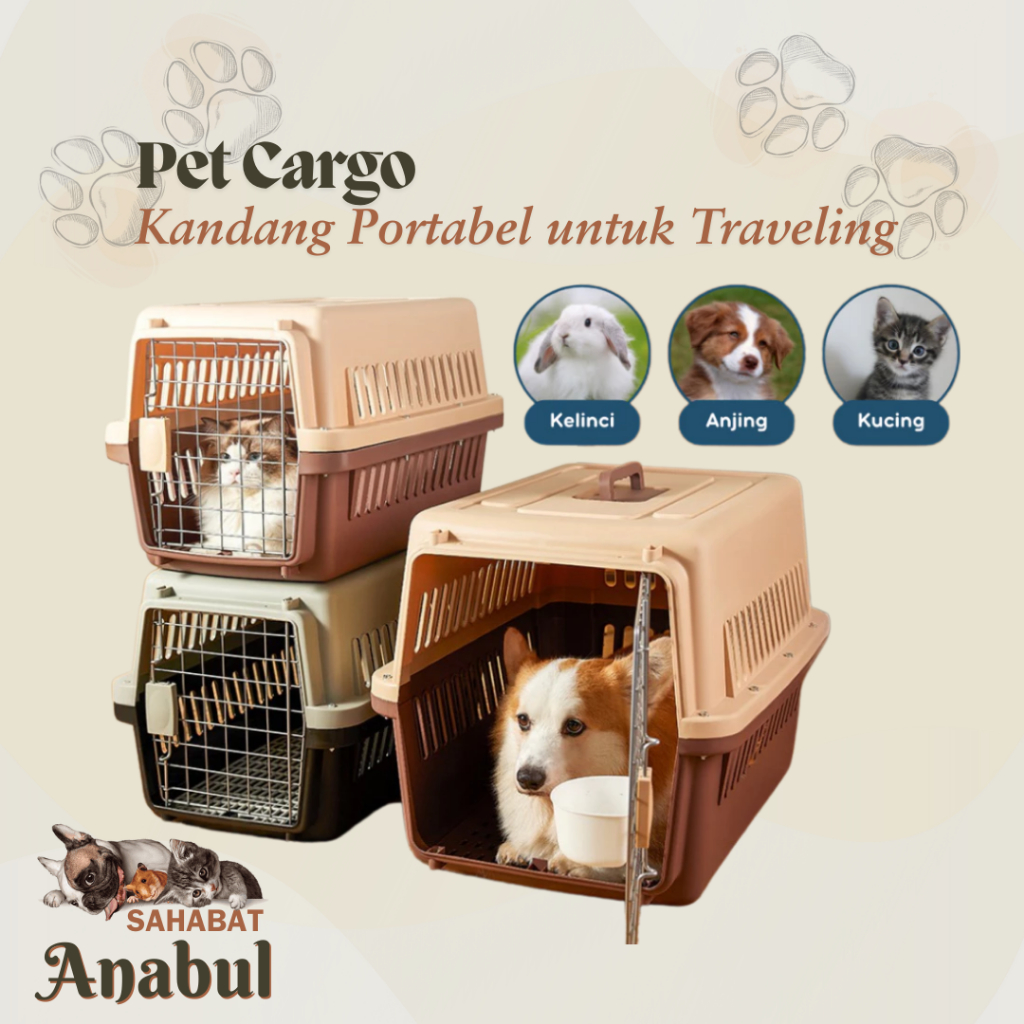 Pet Cargo Kucing Anjing - Pet Carrier Kelinci Anabul - Box Keranjang Kandang Kucing - Kennel Box Tra