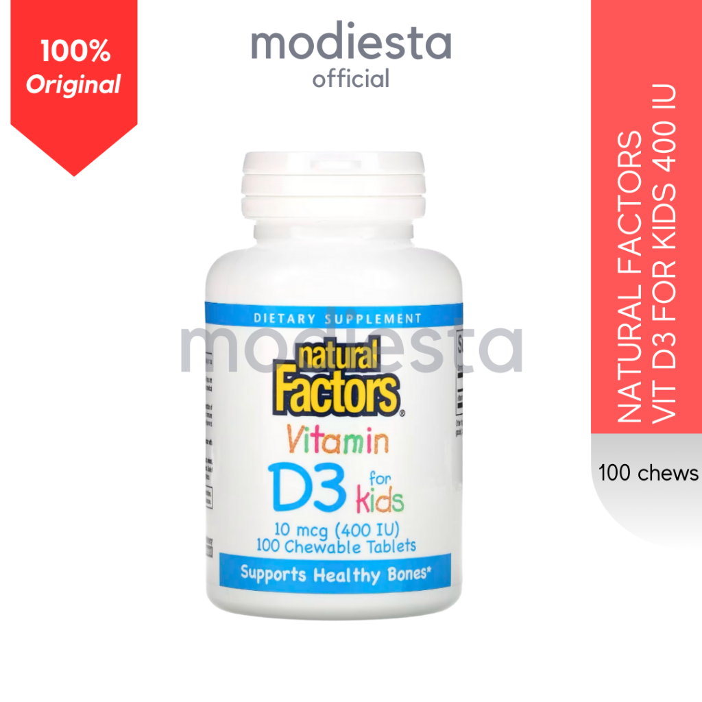 Natural Factors Vitamin D3 400 IU For Kids Suplemen D Imunitas Anak 100 Tablet Kunyah