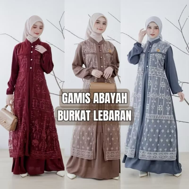TERBARU !!! Dress Gamis Brokat Wanita Terbaru Tile Elagan Crinkle Airflow Premium - Aisyah by Errina