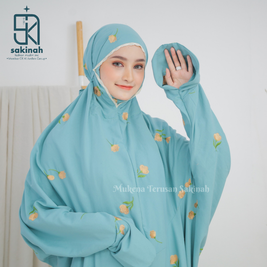 Mukena Yasmeen Terusan Dewasa Bordir Tabur Bunga Love Terbaru Mukena LAJURAN Katun Premium Free Pouc