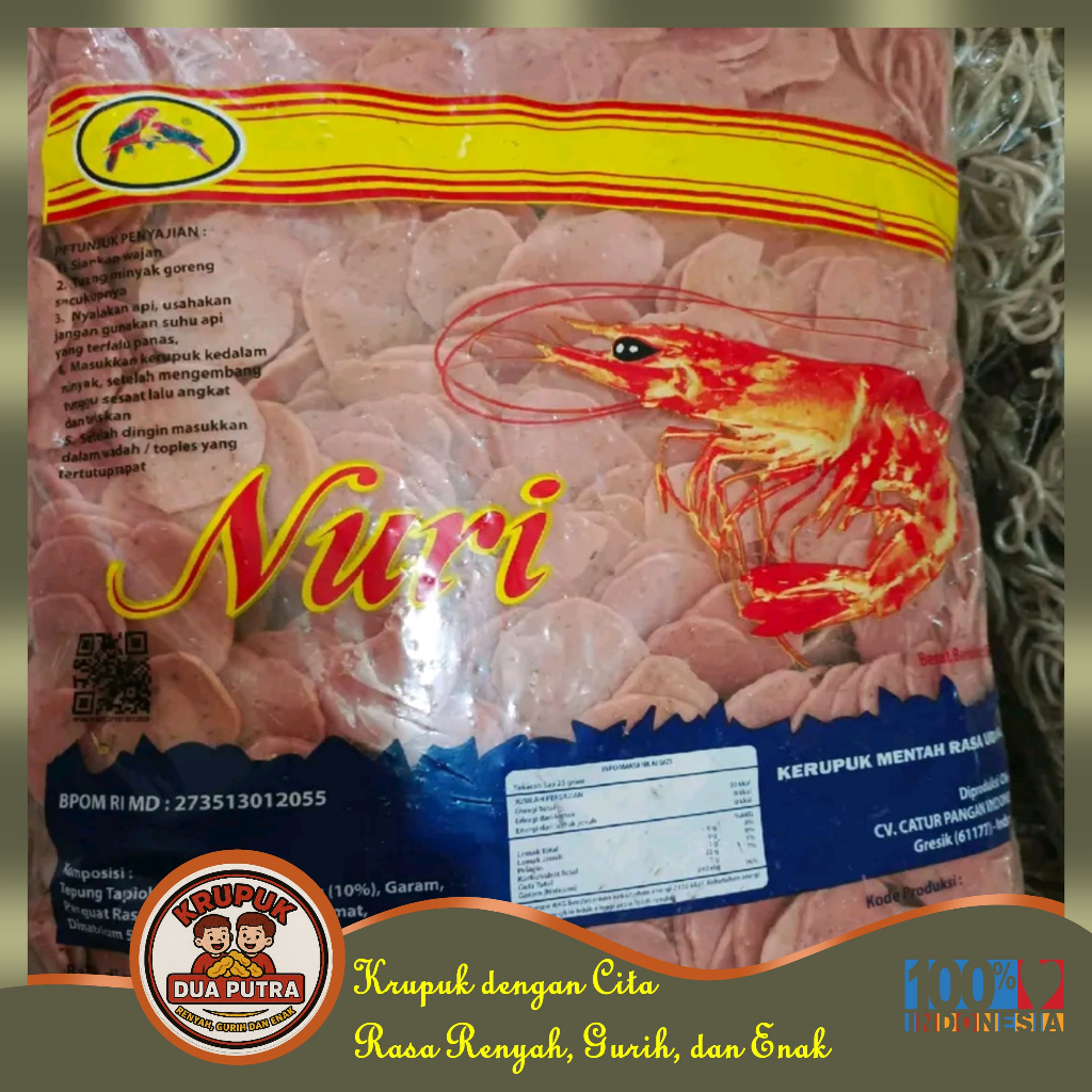 

Kerupuk Mentah Cap Nuri Rasa Udang Asli Siap Goreng Kerupuk Seblak