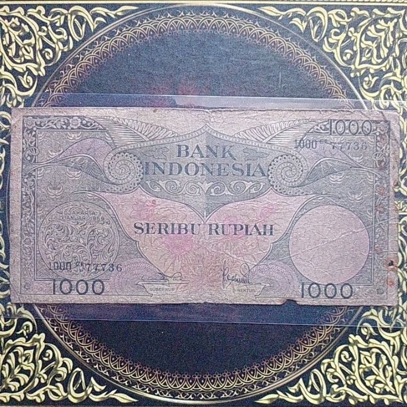 Uang 1000 seri bunga 1959 fine cuil