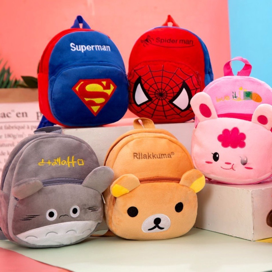 [Ukuran Besar & Kecil] Tas Ransel Anak Karakter Bag Backpack Mini Motif Cartoon Cute Lucu Bahan Lemb