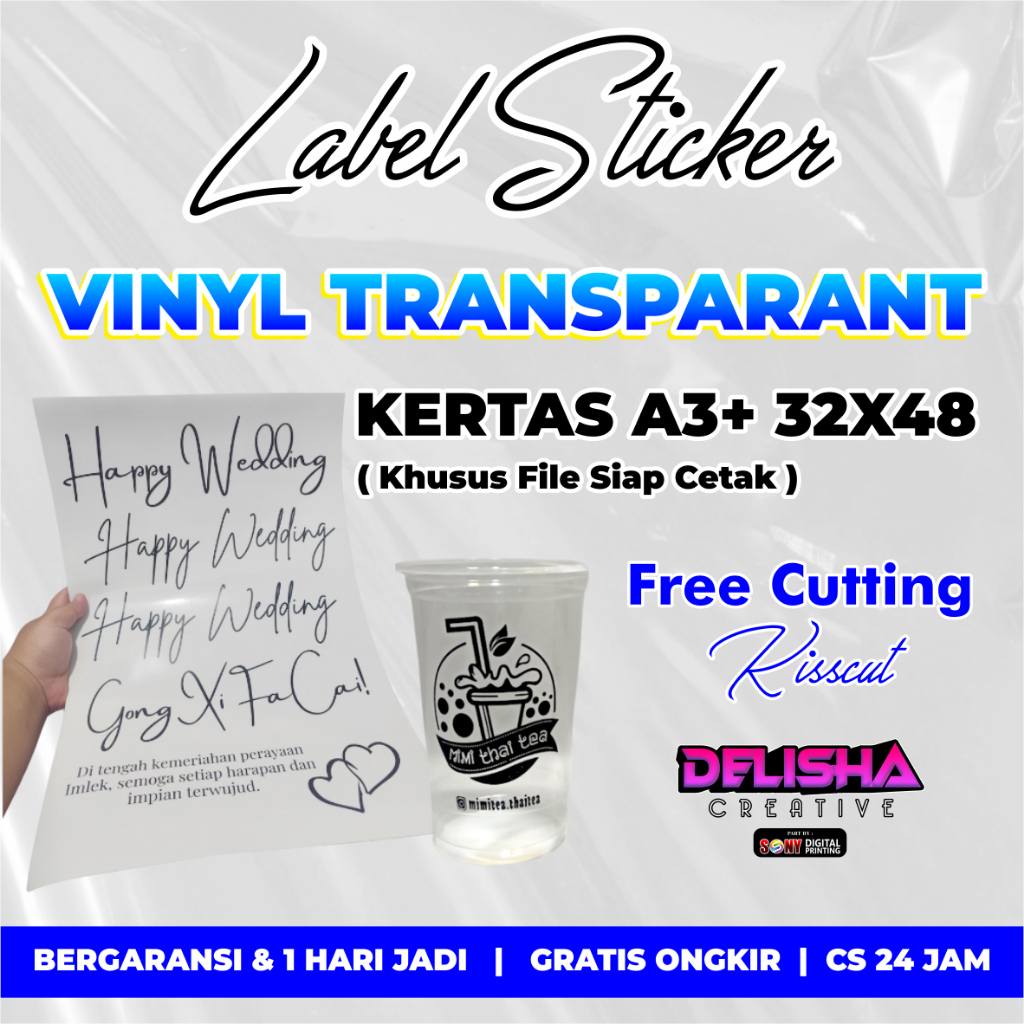 

CETAK STIKER TRANSPARANT ANTI AIR - CUSTOM STICKER VINYL BULAT GLOSSY