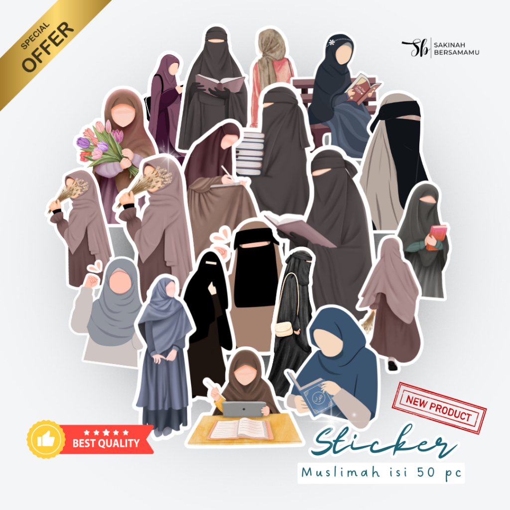 STIKER Karakter Muslimah isi Random stiker lucu hiasan buku