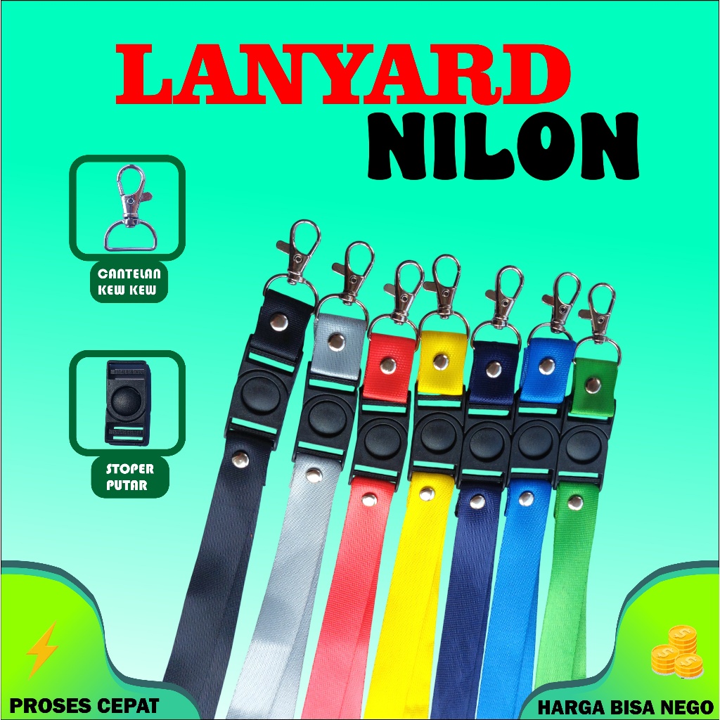 

TALI LANYARD NILON 2CM 2SISI / LANYARD NILON POLOS / GANTUNGAN KUNCI / NAME TAG / LANYARD MURAH