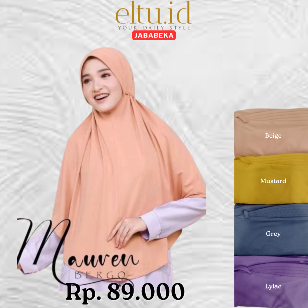 ELTU Mauren Bergo - Kerudung Instan Hijab Jilbab Bergo Langsung Syari Tali Belakang Pet Kecil