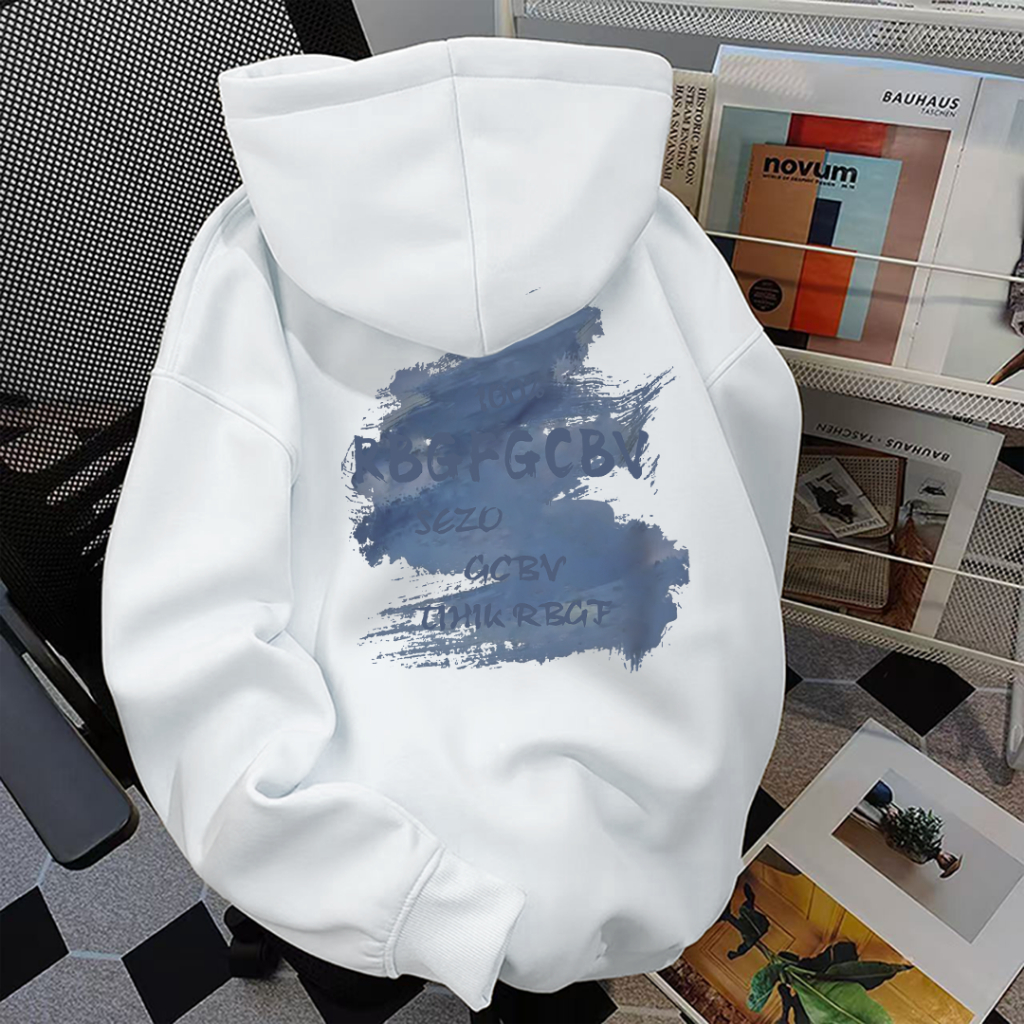 Jessica Hoodie Wanita Korean Style Terbaru Hoodie Oversize Wanita Pola Blue Graffiti Bahan Milk Cott