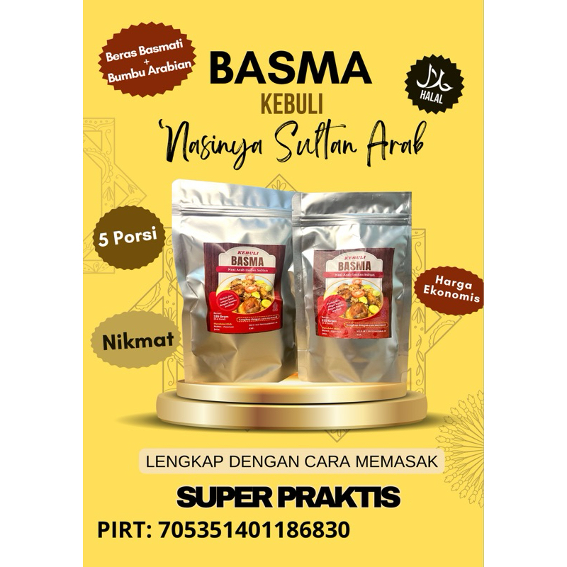 

Basma varian Nasi Kebuli Instan 225 gram dan 335 gram Bumbu Rempah Berkualitas Porsi Sedang