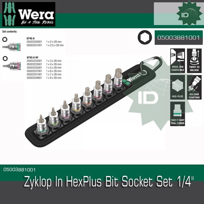 Socket Hex-Plus Wera 05003881001 Zyklop In HexPlus Bit Socket Set 1/4"