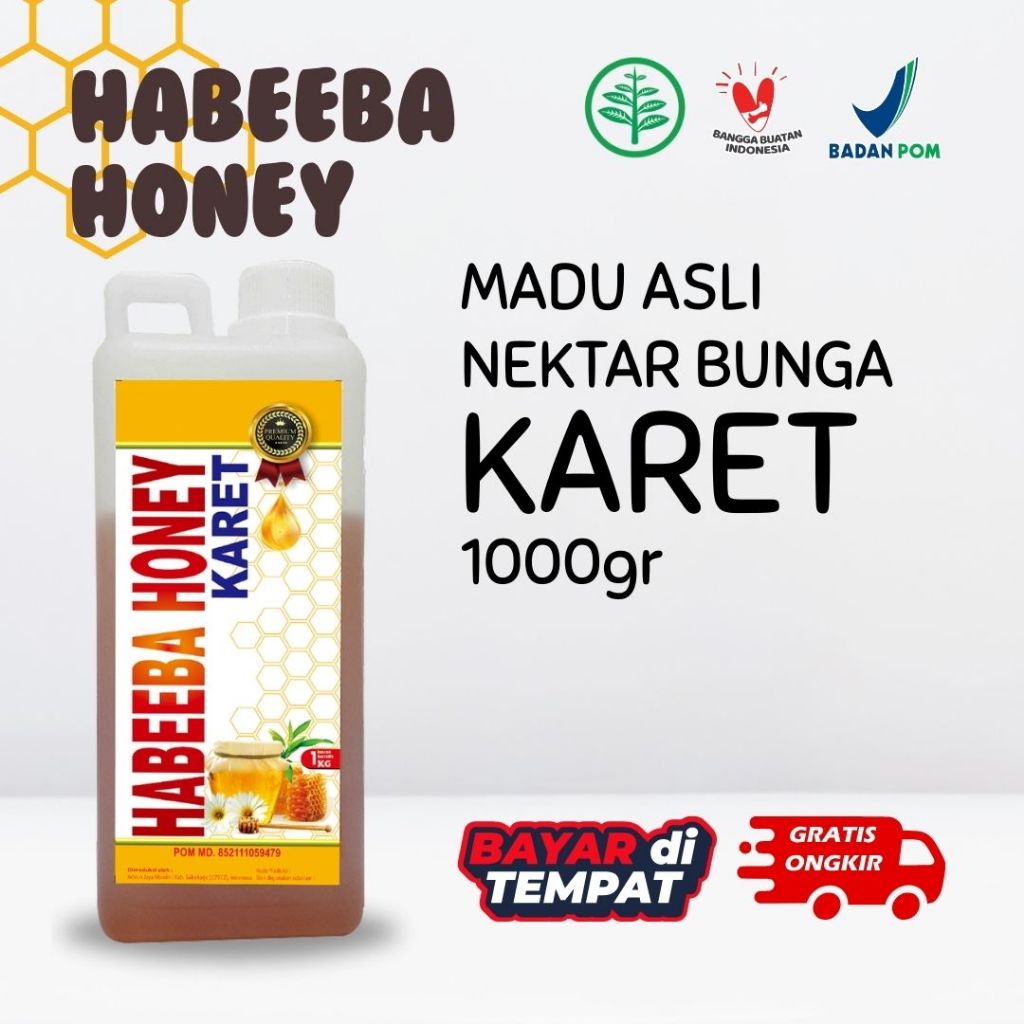 

Habeeba Honey Karet Nektar Bunga 1000gr Madu Asli Nektar Bunga Karet