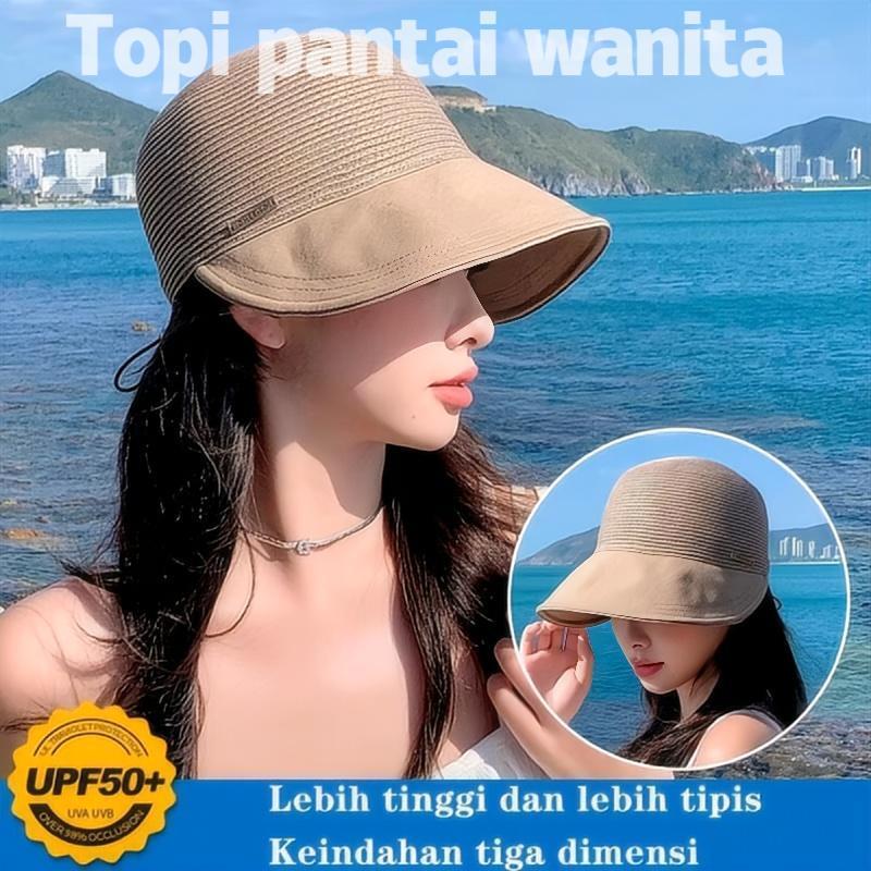 Topi pantai wanita impor topi wanita bucket korea topi visor wanita new arrival topi murah Bernapas 