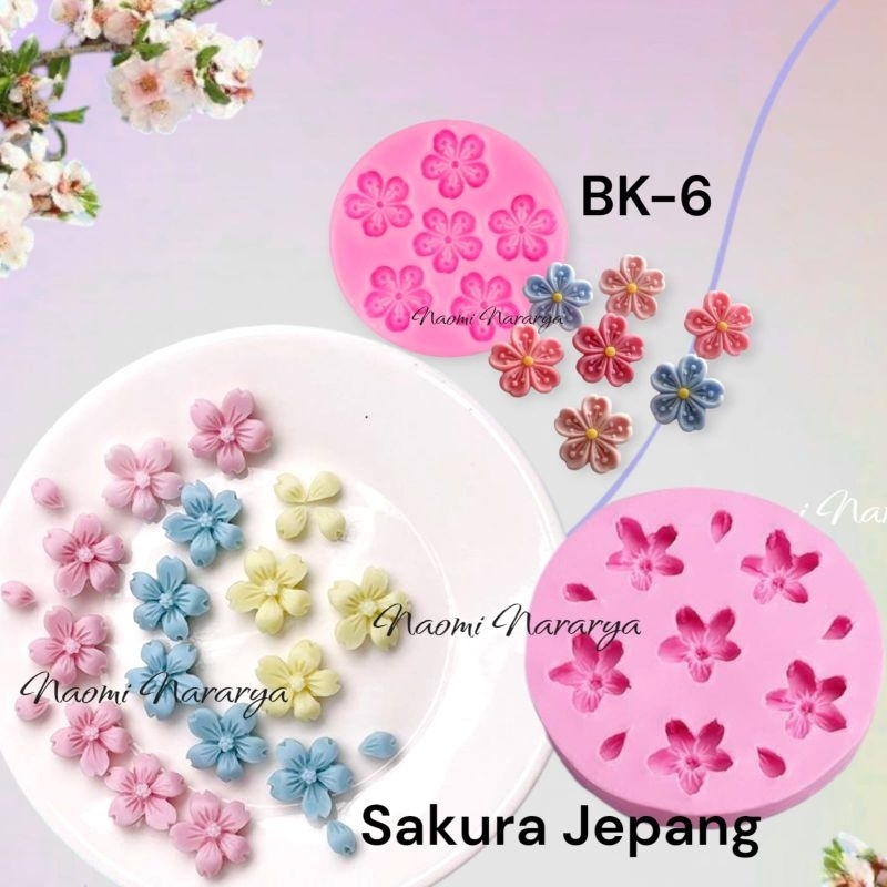 Cetakan silikon Puding Fondant Coklat bunga sakura jepang BK 6 Bunga Kecil