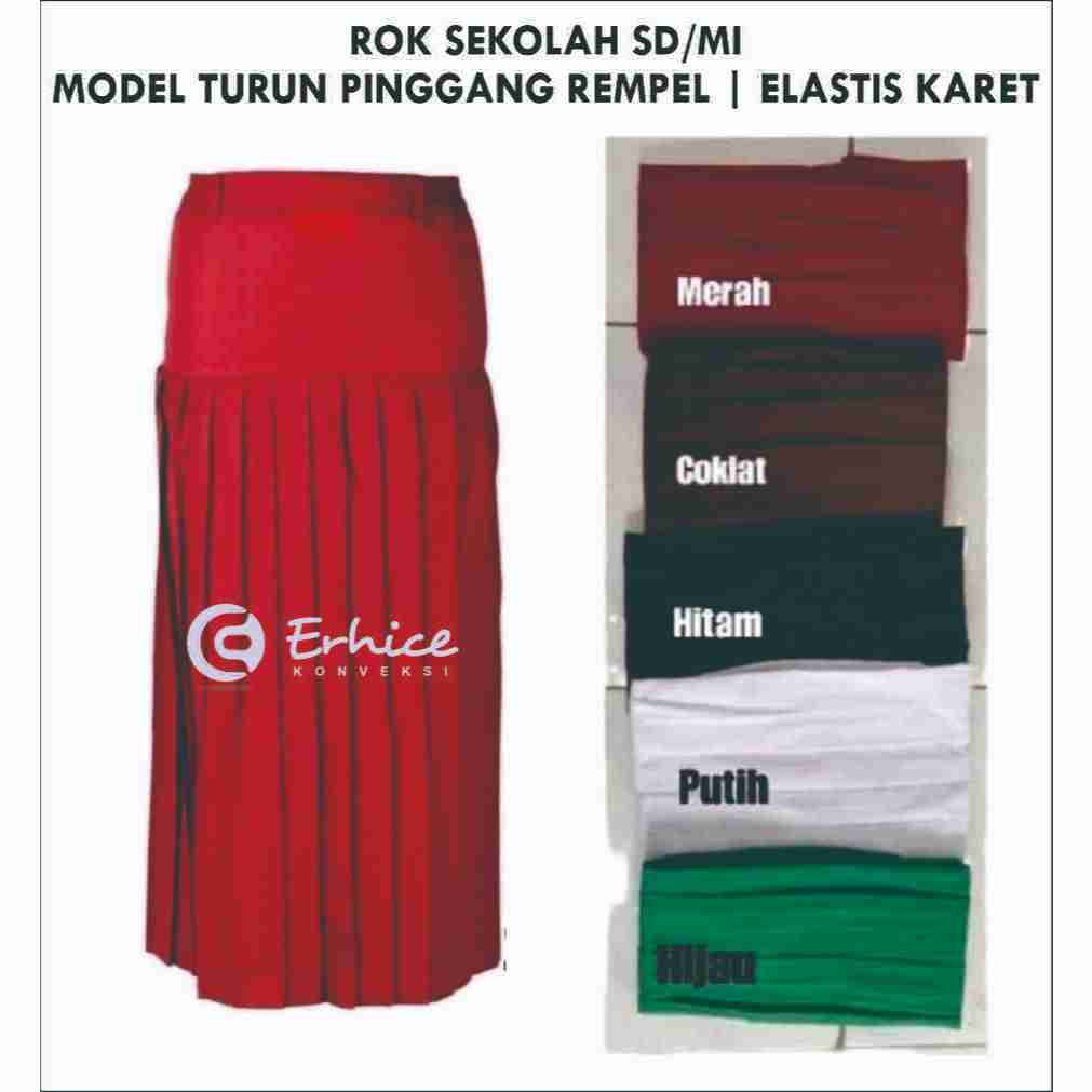 SERAGAM SEKOLAH ROK SD PANJANG MERAH REMPEL LIPIT SERAGAM ANAK SD MERAH ROK SD TURUN PINGGANG Merah 