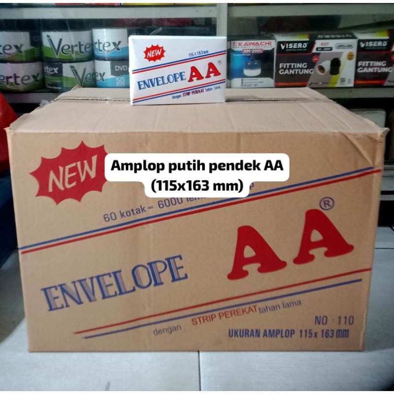

amplop putih pendek AA no 110/kotak...