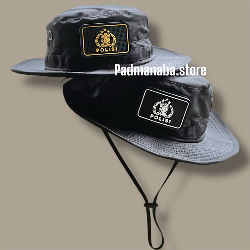 TOPI RIMBA POLRI ready logo rubber  topi rimba polri hitam full kawat all size  topi rimba polri bin