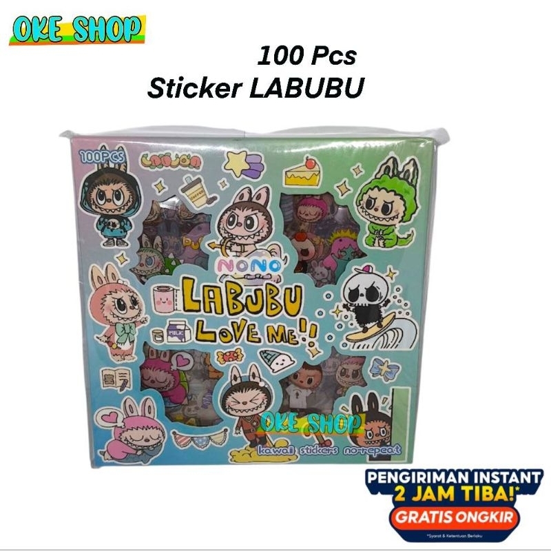 

STICKER LABUBU VIRAL MOMO NONO ISI 100LEMBAR / BOX WATERPROOF PET STIKER LUCU