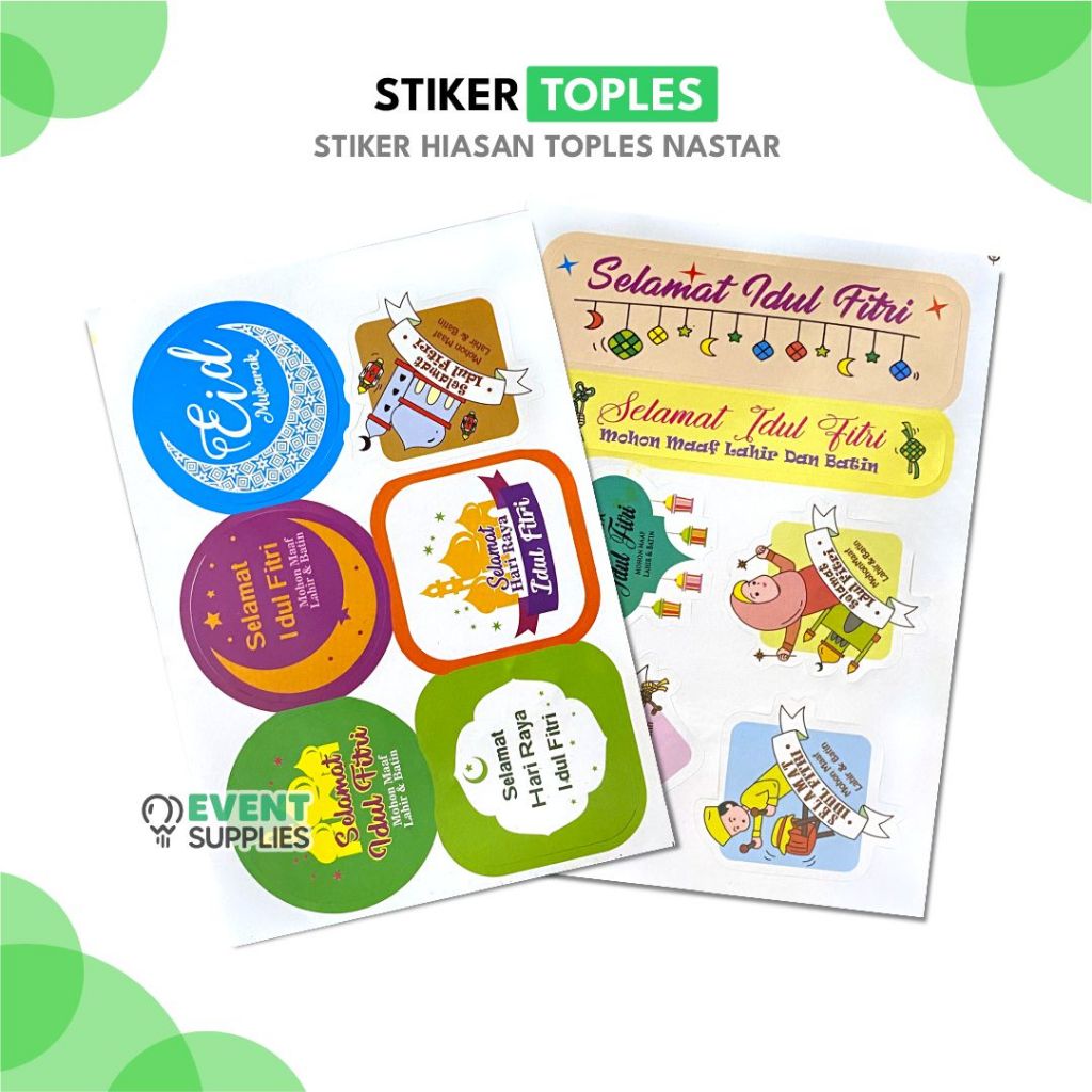 

[isi 6] Sticker Toples Hampers Ramadhan Lebaran Idul Fitri WaterProof / Stiker Kue Kering Kuker Tempelan