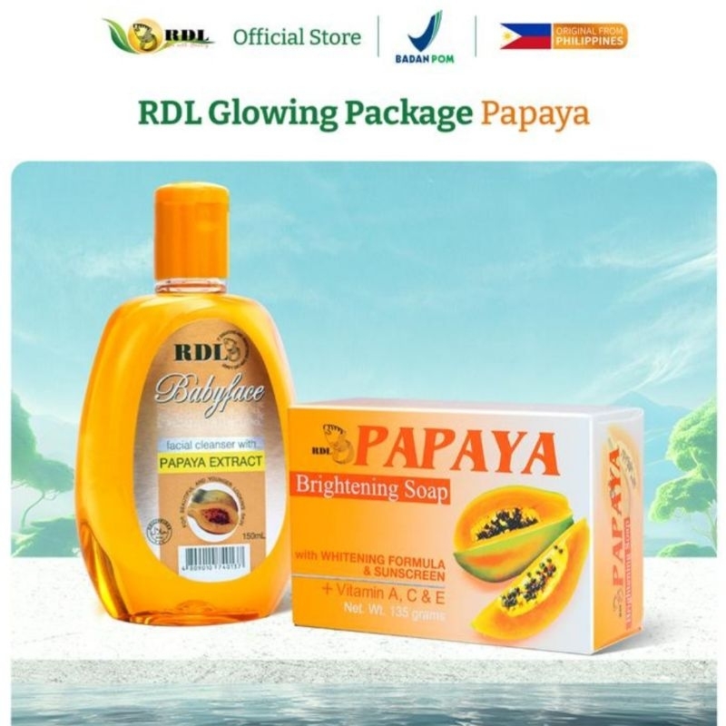 Paket Glowing RDL Sabun Papaya dan Facial Cleanser 150 ml - Skincare untuk Semua Jenis Kulit Wajah -