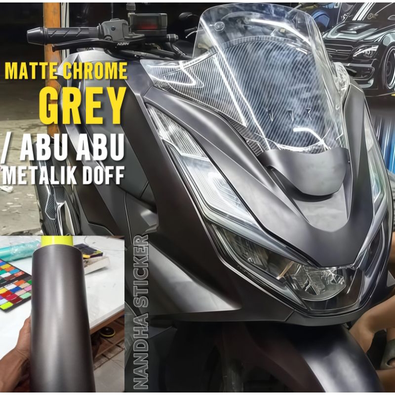 SKOTLET STICKER ABU ABU TUA METALIK DOFF / MATTE CHROME GREY ( per 50cm )