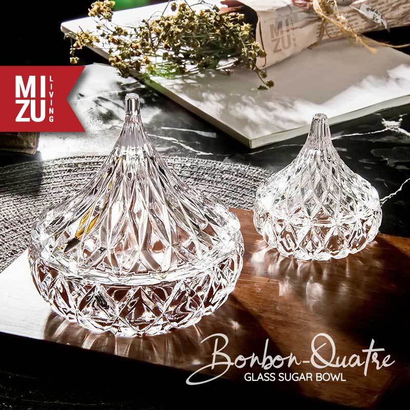 MIZU BONBON-QUATRE Glass Sugar Bowl Glass Jar Sugar Jar Toples Kaca Kecil Toples Cemilan Kaca Tempat