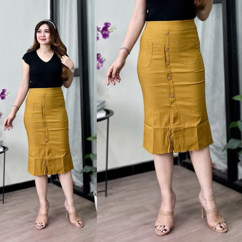 ROK SELIN SPAN 7/8 SKIRT CARGO WANITA BAHAN OTTOMEN SUPER MELAR