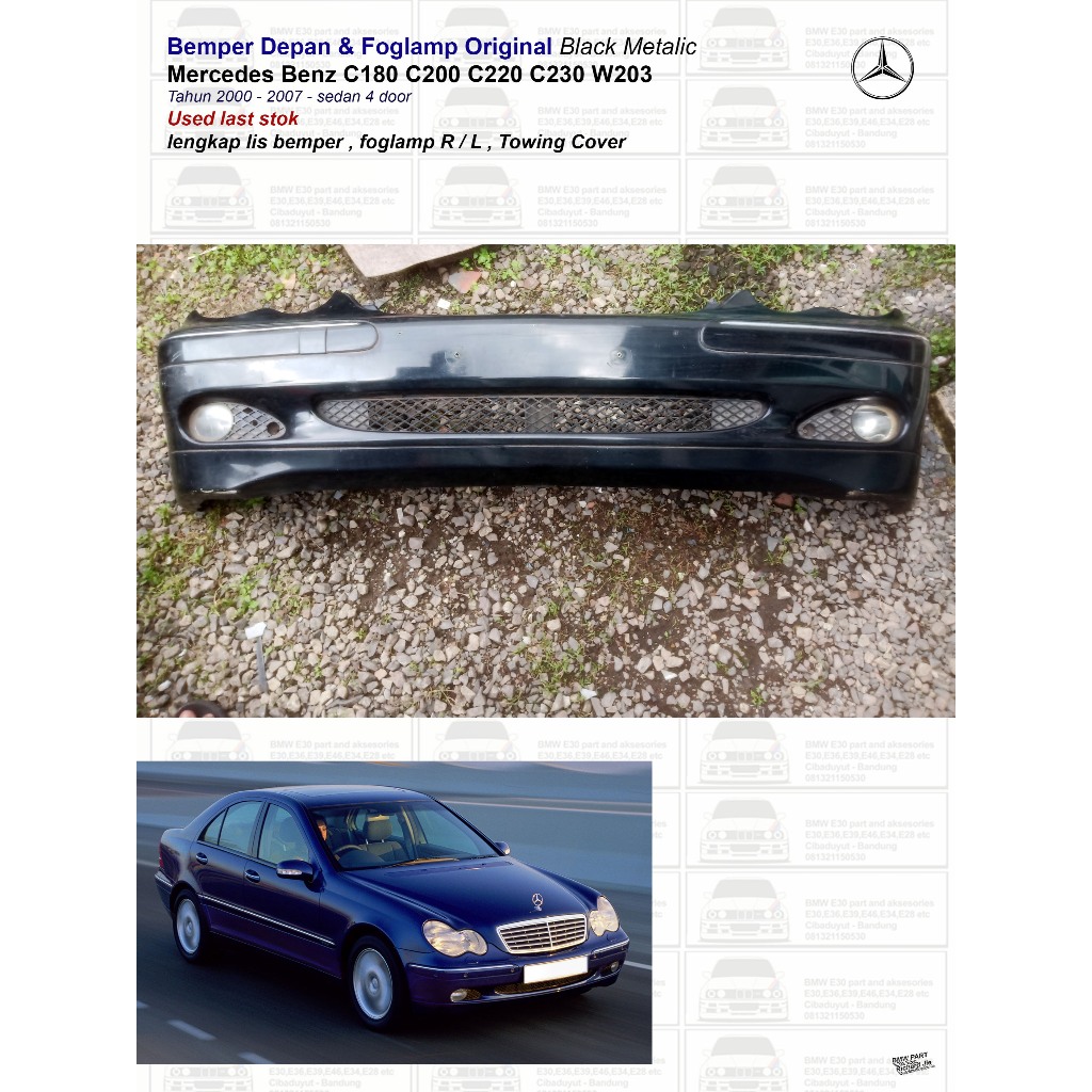 Bemper Depan dan Foglamp Hella Original Mercedes Benz W203 C180 C200 C230 Black Metalic