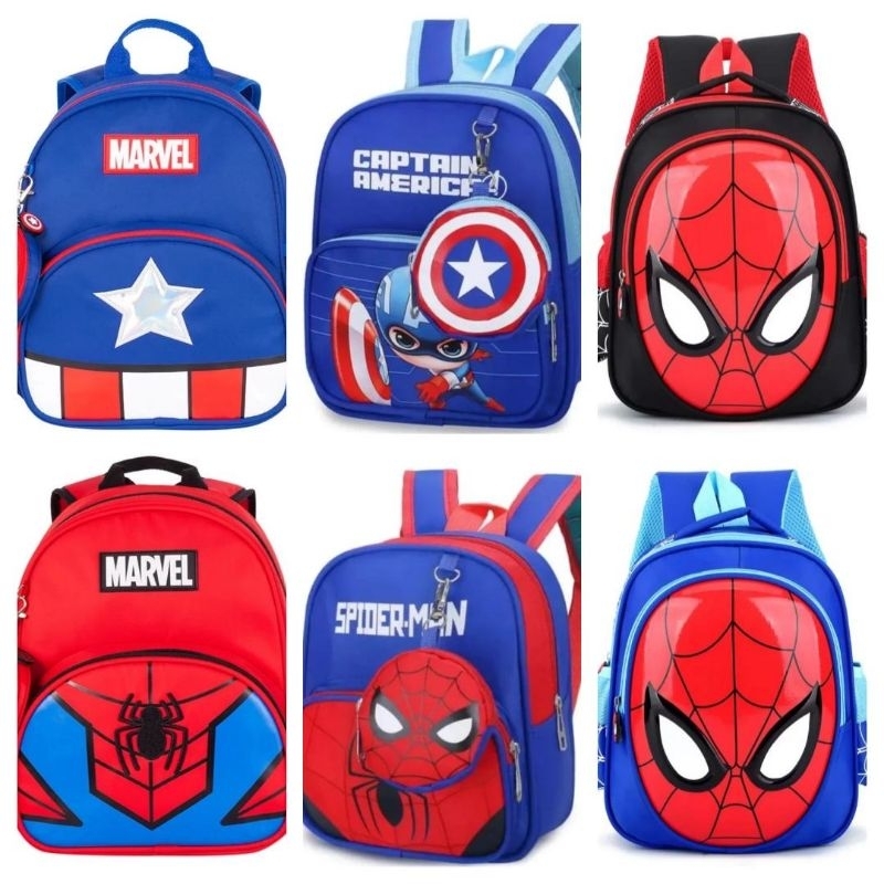 0151,tas ransel anak sekolah PAUD,TK, SD kelas 1, tas anak karakter marvel, tas anak sekolah spiderm