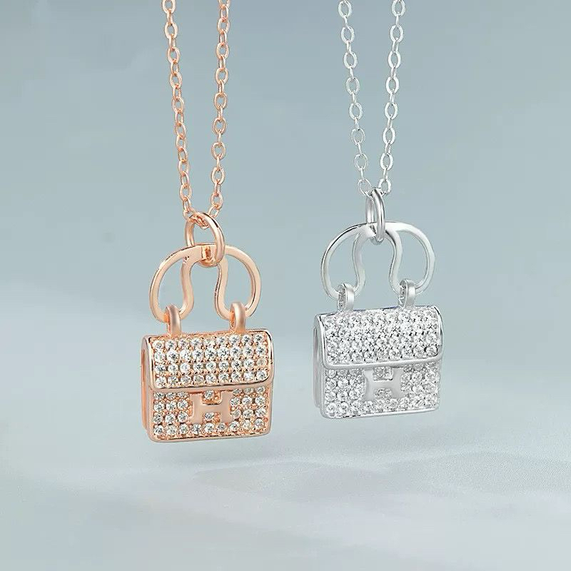 Kalung Titanium Liontin Tas Full Permata Aksesoris Perhiasan Titanium Fashion Wanita Korean Style