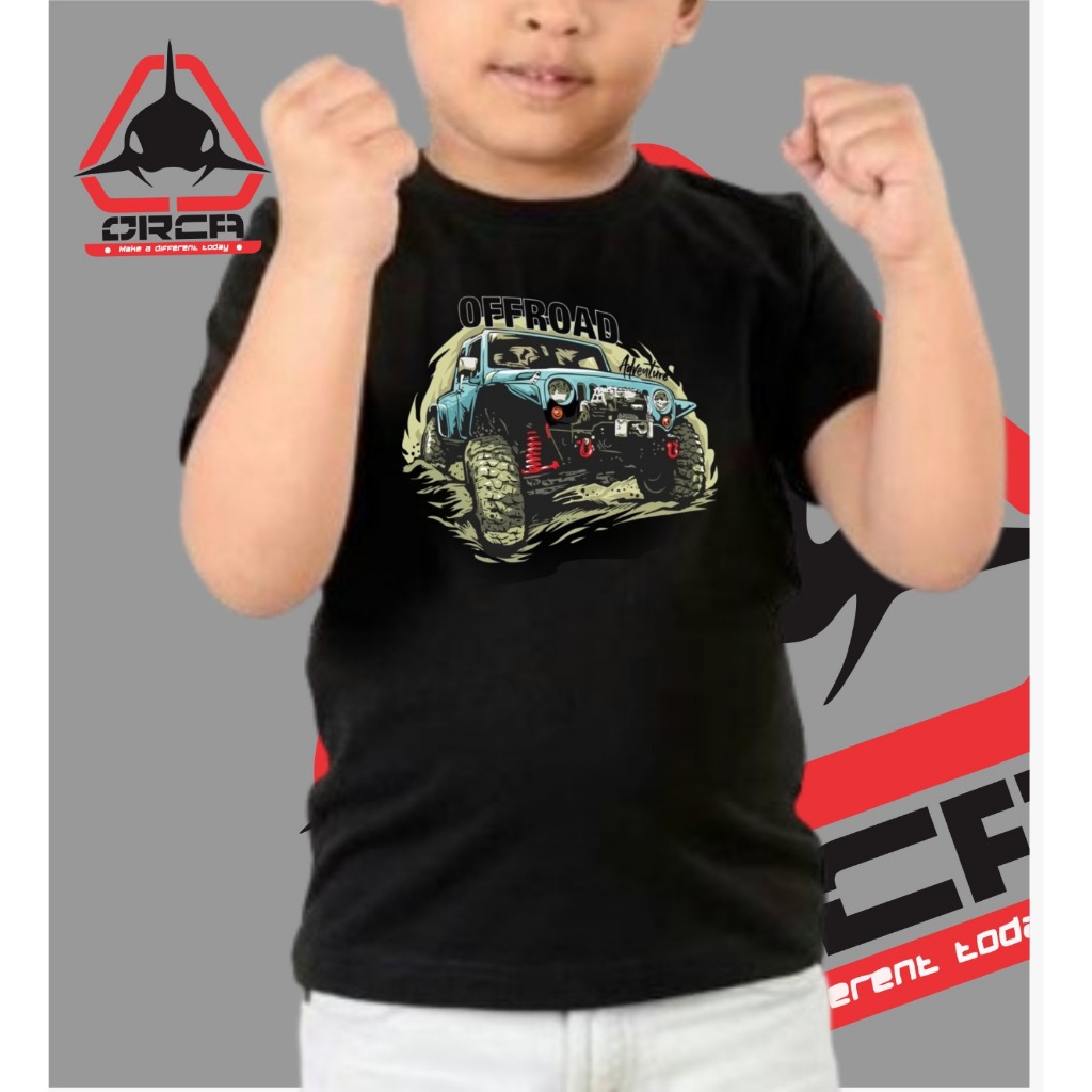 Kaos Anak Unisex Hitam -Jeep Wrangler Offroad - Kaos Distro Anak Premium Hight Quality