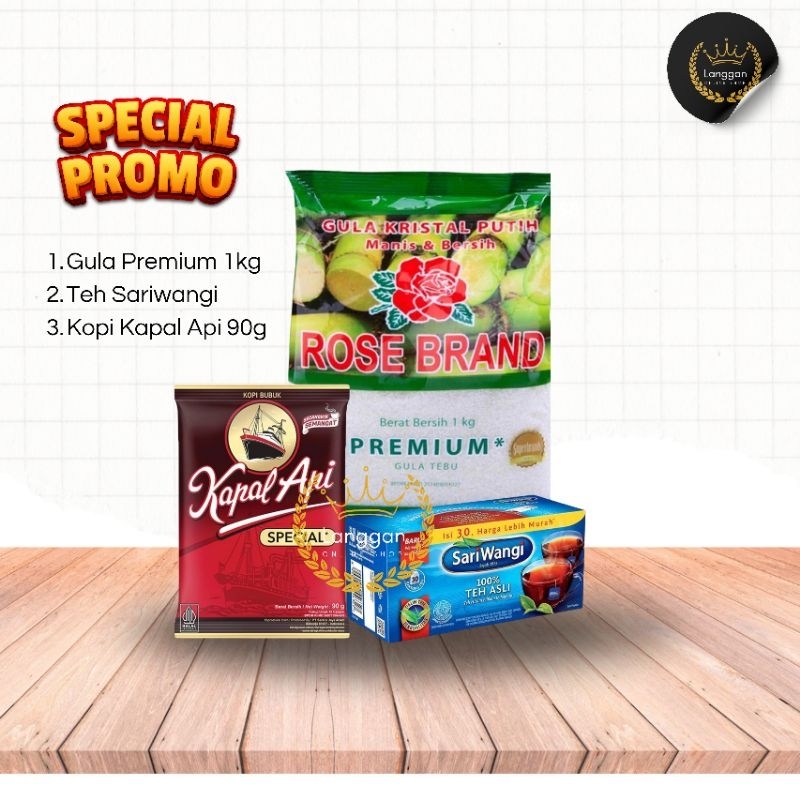 

PROMO PAKET SEMBAKO Kopi Kapal Api+Gula Premium+Teh SariWangi