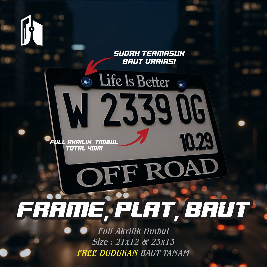 FRAME & PLAT PROPER AKRILIK VIRAL MODEL LUBANG BAUT