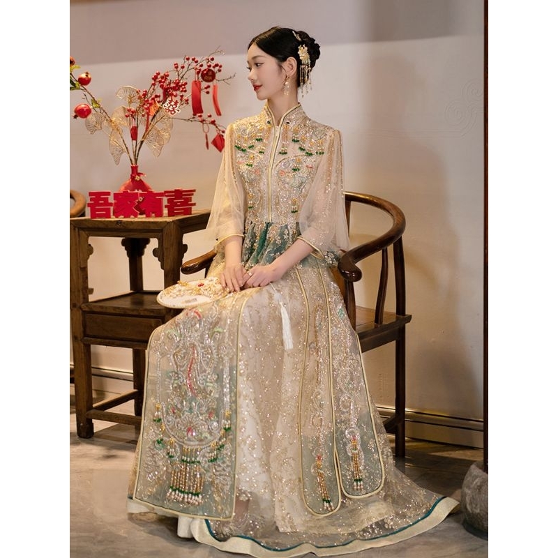 Dress Import, Gaun Sangjit, Cheongsam Modern, Dress Pengantin