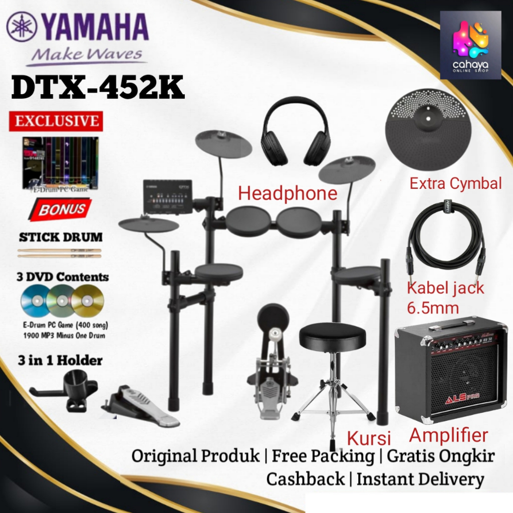 Drum Elektrik Yamaha DTX 452 Drum Elektrik / DTX452 / DTX452K / DTX  452K / DTX-452 K penerus 450k