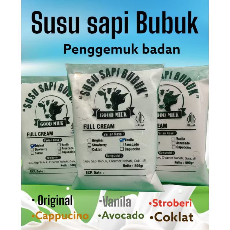 

susu sapi bubuk kemasan 500gr (sudah manis)