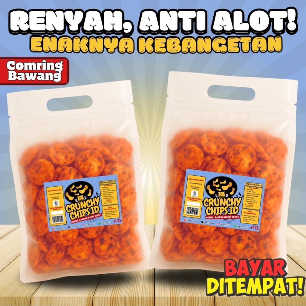 Kecimpring Bawang Comring Pedas Kiloan Rasa Pedas Gurih Daun Jeruk Renyah Kriuk - Crunchychipsid