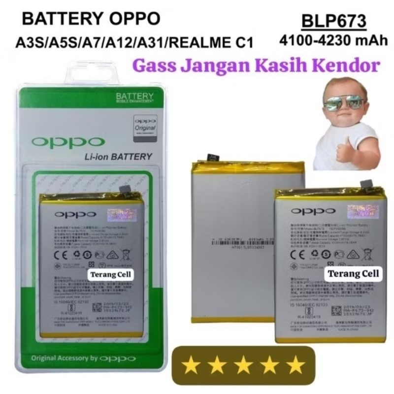 Baterai Oppo BLP673 A3S Oppo A5S A7 Oppo A12 Oppo A31 Oppo BLP673 Oppo A3S Kategori Baterai Handphon