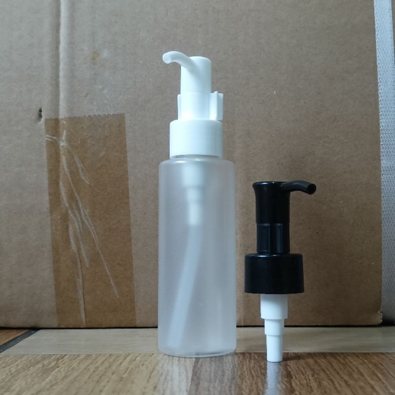 BOTOL PUMP 100ML RF NATURAL FROSTED TUTUP PUMP CLIP OIL VARIAN WARNA/BOTOL PUMP 100ML PLASTIK AESTHE