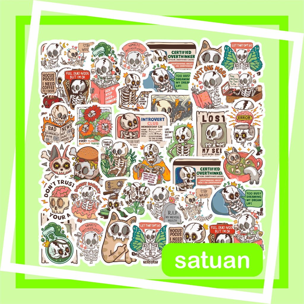 

(1 pc) Stiker Skeleton 2 | sticker tengkorak skull tahan anti air hp laptop helm tumblr