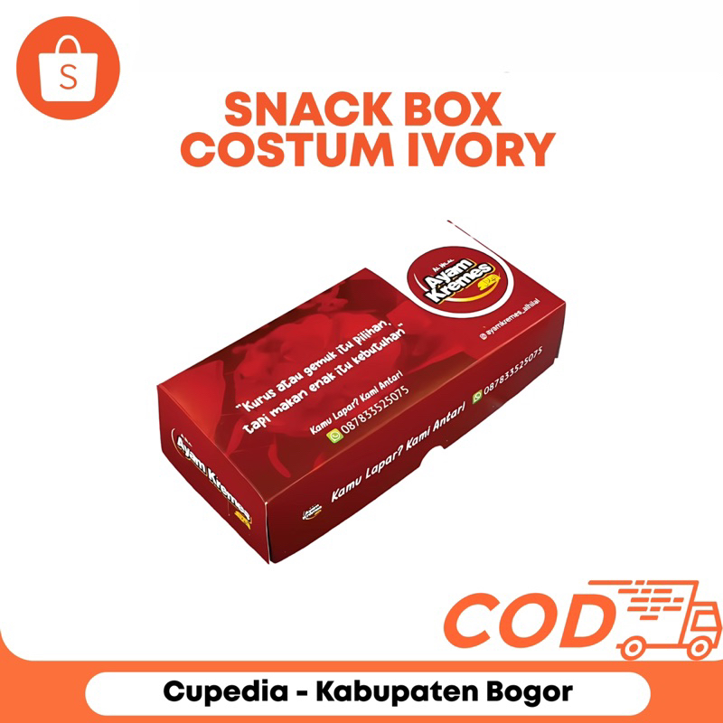 Snack Box Custom Fullcolor Ivory Kraft | Cetak Desain Sendiri | Kemasan Makanan UMKM Elegan