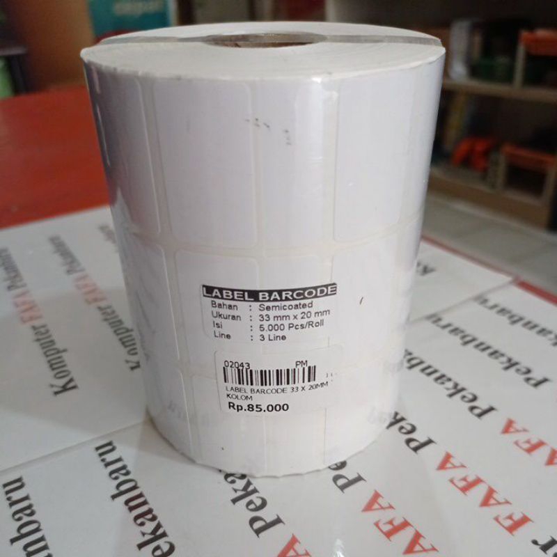 

Label Barcode Ukuran 33mm x 20mm x 3 Line (1 roll = 5.000 pcs)