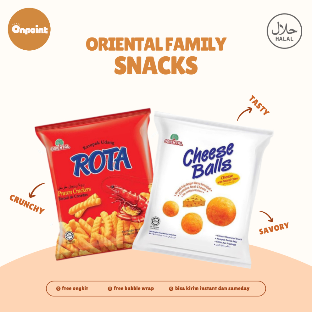 

Oriental Family Snacks Pack Rota Prawn Crackers Cheese Balls | Snack Cemilan Oriental Family