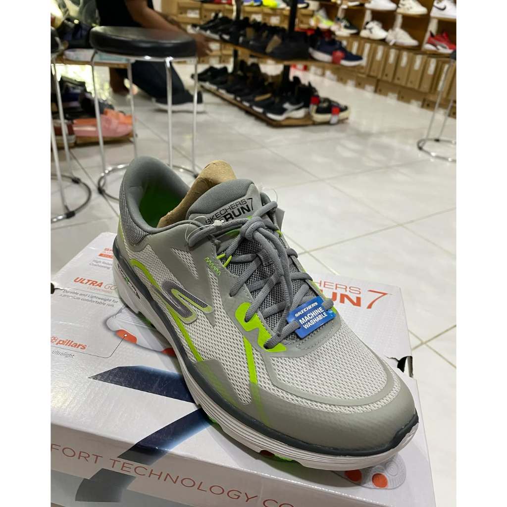 SKECHERS GO RUN 7.0 INTERVAL GREY LIME MEN ORI