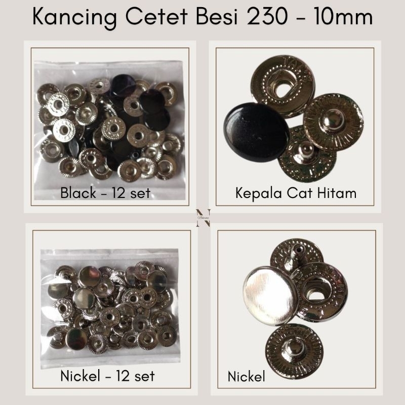 Kancing Jepret Kancing Cetet Besi 10mm 230 Kemasan Lusin