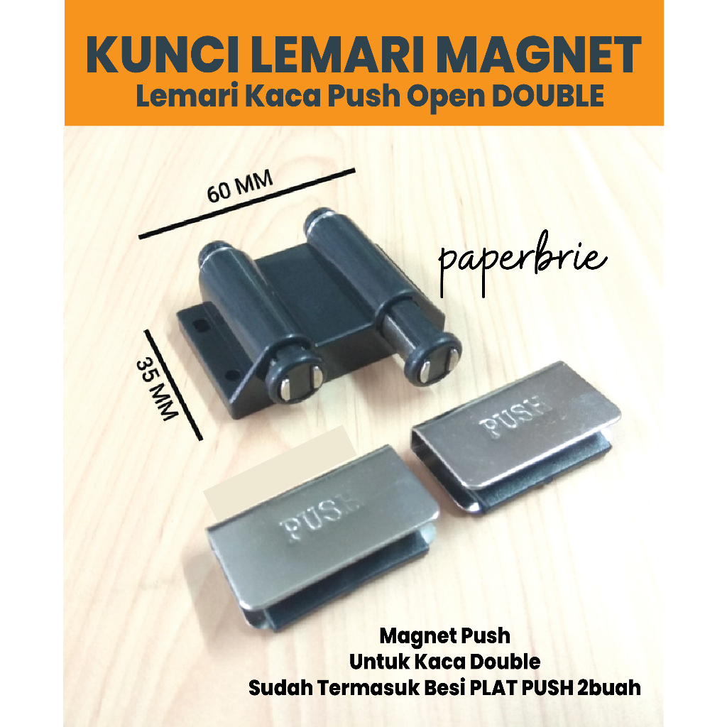 Kunci Magnet Push Open Lemari Kaca Double - Pengunci Pintu Lemari Kaca