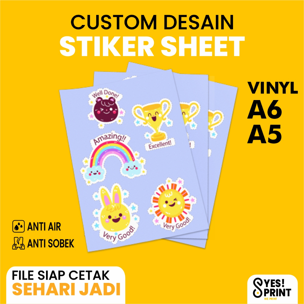 

(SEHARI JADI) Cetak Stiker Sheet Bahan Vinyl A5 / A6 Termurah Stiker Laptop / Stiker Helm