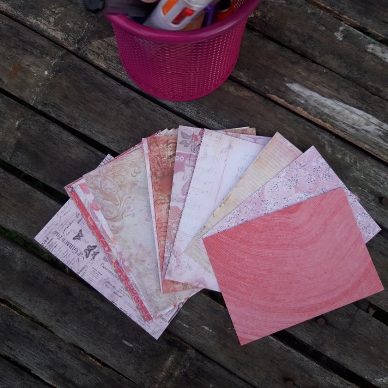 

[10 PCS] Pink Series Decorative Paper For Journaling-Bahan Scrapbook