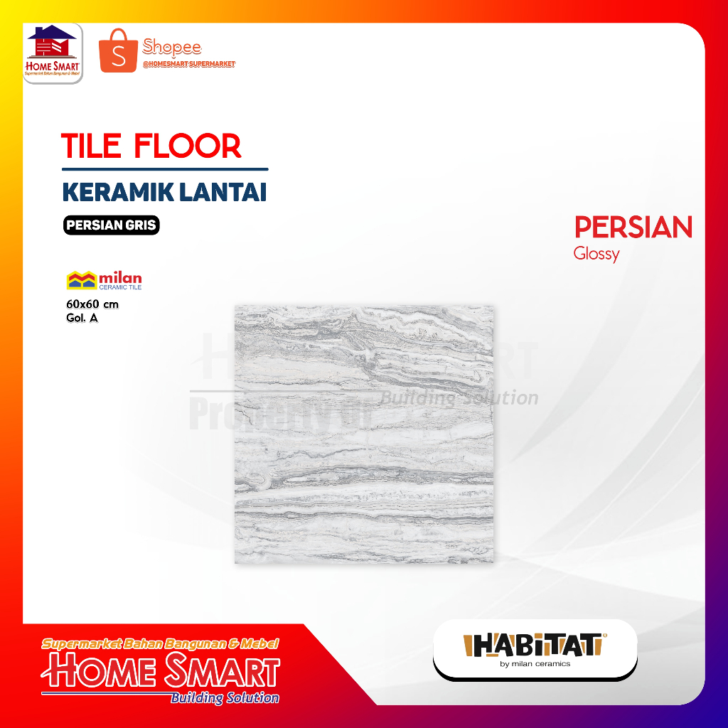 Milan Persian Gris 60x60 Keramik Lantai Glossy