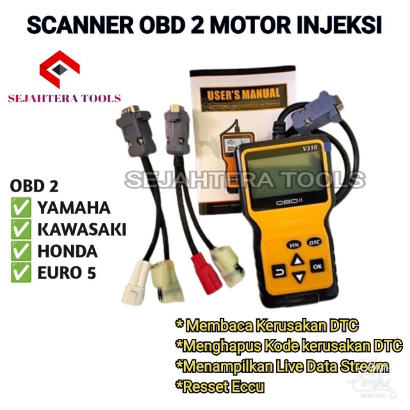 SCANER OBD 2 Tester Multifungsi Motor Injeksi Scaner OBD2 untuk motor injeksi Honda Yamaha Kawasaki 